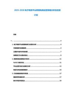 2025-2030電子商務平臺跨境電商運營策略分析及投資計劃