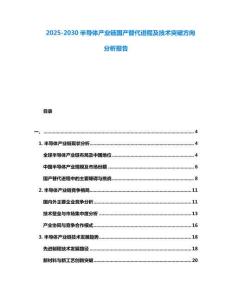 2025-2030半導體產業鏈國產替代進程及技術突破方向分析報告