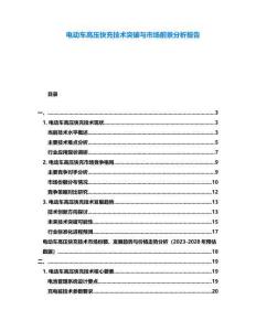 電動車高壓快充技術突破與市場前景分析報告