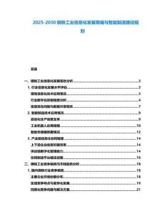 2025-2030鋼鐵工業信息化發展策略與智能制造路徑規劃