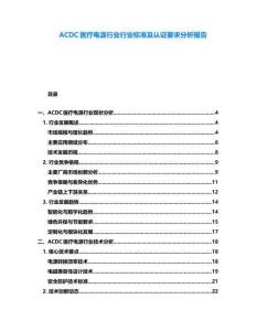 ACDC醫療電源行業行業標準及認證要求分析報告