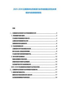 2025-2030丘陵森林生態旅游行業市場發展分析及未來規劃與投資前景報告