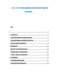 2025-2030半導(dǎo)體光刻膠材料技術(shù)壁壘與國產(chǎn)化替代進(jìn)程分析報(bào)告
