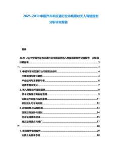 2025-2030中國汽車和交通行業市場現狀無人駕駛規劃分析研究報告