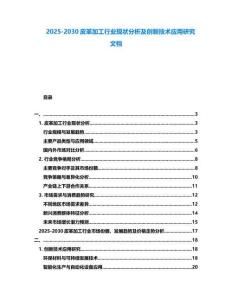 2025-2030皮革加工行業現狀分析及創新技術應用研究文檔