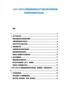 2025-20305G網絡設備制造業當下供給分析未來需求商機投資評估規劃方向文獻