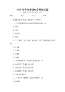2025年中考物理電學原理試題