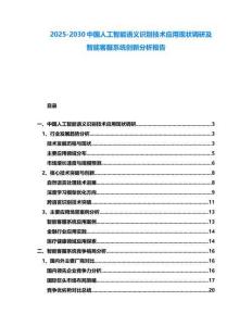2025-2030中國人工智能語義識別技術應用現狀調研及智能客服系統創新分析報告
