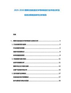 2025-2030南韓左旋后退式半導體制造行業市場分析及投資決策規劃研究分析報告