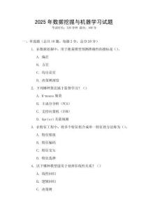2025年数据挖掘与机器学习试题