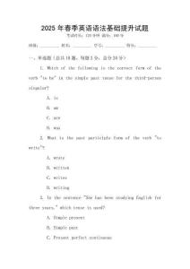 2025年春季英語語法基礎(chǔ)提升試題