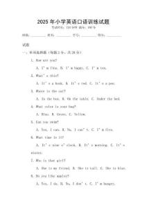 2025年小学英语口语训练试题