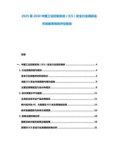 2025至2030中國工業(yè)控制系統(tǒng)（ICS）安全行業(yè)調(diào)研及市場前景預(yù)測評估報告