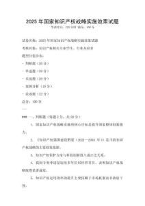 2025年國家知識產權戰略實施效果試題