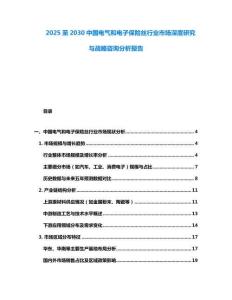 2025至2030中國電氣和電子保險絲行業市場深度研究與戰略咨詢分析報告