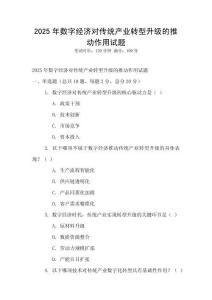 2025年數(shù)字經(jīng)濟(jì)對傳統(tǒng)產(chǎn)業(yè)轉(zhuǎn)型升級的推動(dòng)作用試題