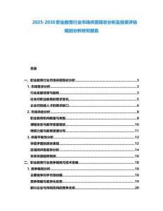 2025-2030職業教育行業市場供需現狀分析及投資評估規劃分析研究報告