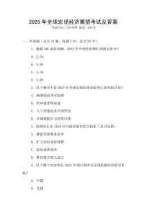 2025年全球宏觀經濟展望考試及答案
