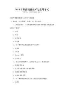 2025年数据挖掘技术与应用考试