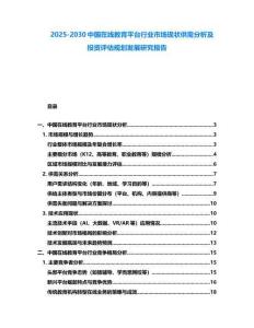 2025-2030中國在線教育平臺行業市場現狀供需分析及投資評估規劃發展研究報告