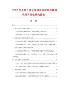 2026及未來5年無源雙絞線視頻傳輸器項目可行性研究報告