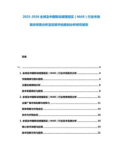 2025-2030全球及中國移動增強現實（MAR）行業市場現狀供需分析及投資評估規劃分析研究報告