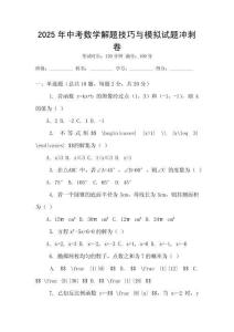 2025年中考數學解題技巧與模擬試題沖刺卷