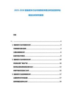 2025-2030智能纜車(chē)行業(yè)市場(chǎng)現(xiàn)狀供需分析及投資評(píng)估規(guī)劃分析研究報(bào)告