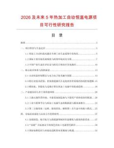 2026及未來5年熱加工自動恒溫電源項目可行性研究報告
