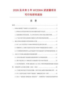 2026及未來5年WCDMA濾波器項目可行性研究報告