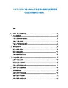2025-2030巴西mining行業(yè)市場全面調(diào)研及投資前景與行業(yè)發(fā)展趨勢研究報告