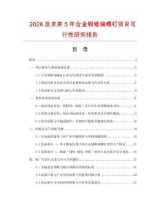 2026及未來5年合金鋼錐端螺釘項目可行性研究報告