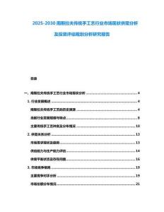 2025-2030南斯拉夫傳統手工藝行業市場現狀供需分析及投資評估規劃分析研究報告