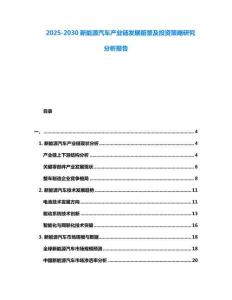 2025-2030新能源汽車產(chǎn)業(yè)鏈發(fā)展前景及投資策略研究分析報(bào)告