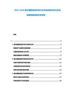 2025-2030蒙古國新能源開發(fā)行業(yè)市場供需關(guān)系與未來發(fā)展戰(zhàn)略深度分析報(bào)告