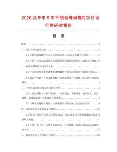 2026及未來5年不銹鋼錐端螺釘項目可行性研究報告