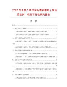 2026及未來5年加加樂燃油搭檔（柴油添加劑）項目可行性研究報告