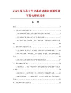 2026及未來5年分離式軸承起撥器項目可行性研究報告