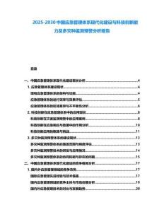 2025-2030中國應急管理體系現代化建設與科技創新能力及多災種監測預警分析報告