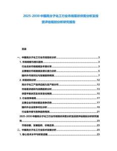 2025-2030中國高分子化工行業市場現狀供需分析及投資評估規劃分析研究報告