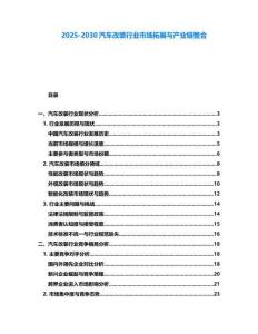 2025-2030汽車改裝行業(yè)市場拓展與產(chǎn)業(yè)鏈整合