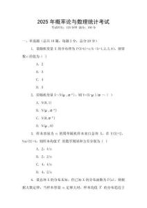 2025年概率論與數(shù)理統(tǒng)計考試