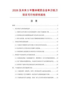 2026及未來5年整體硬質(zhì)合金單刃銑刀項(xiàng)目可行性研究報告