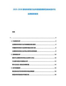 2025-2030新材料研發行業市場獨到調研及納米技術與應用前景報告