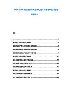 2025-2030新能源汽車電池核心技術突破與產業化進程研究報告
