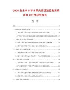 2026及未來5年水泵變頻調速控制系統項目可行性研究報告
