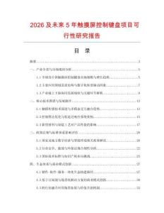2026及未來5年觸摸屏控制鍵盤項目可行性研究報告