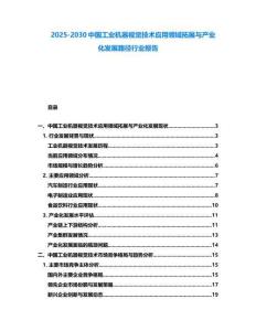 2025-2030中國工業(yè)機器視覺技術(shù)應(yīng)用領(lǐng)域拓展與產(chǎn)業(yè)化發(fā)展路徑行業(yè)報告