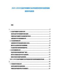 2025-2030石油開采服務行業市場競爭態勢與投資發展趨勢評估報告