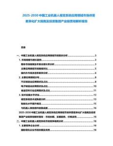 2025-2030中國工業機器人視覺系統應用領域市場供需差異化擴大指南及投資集團產業鏈貫徹解析報告